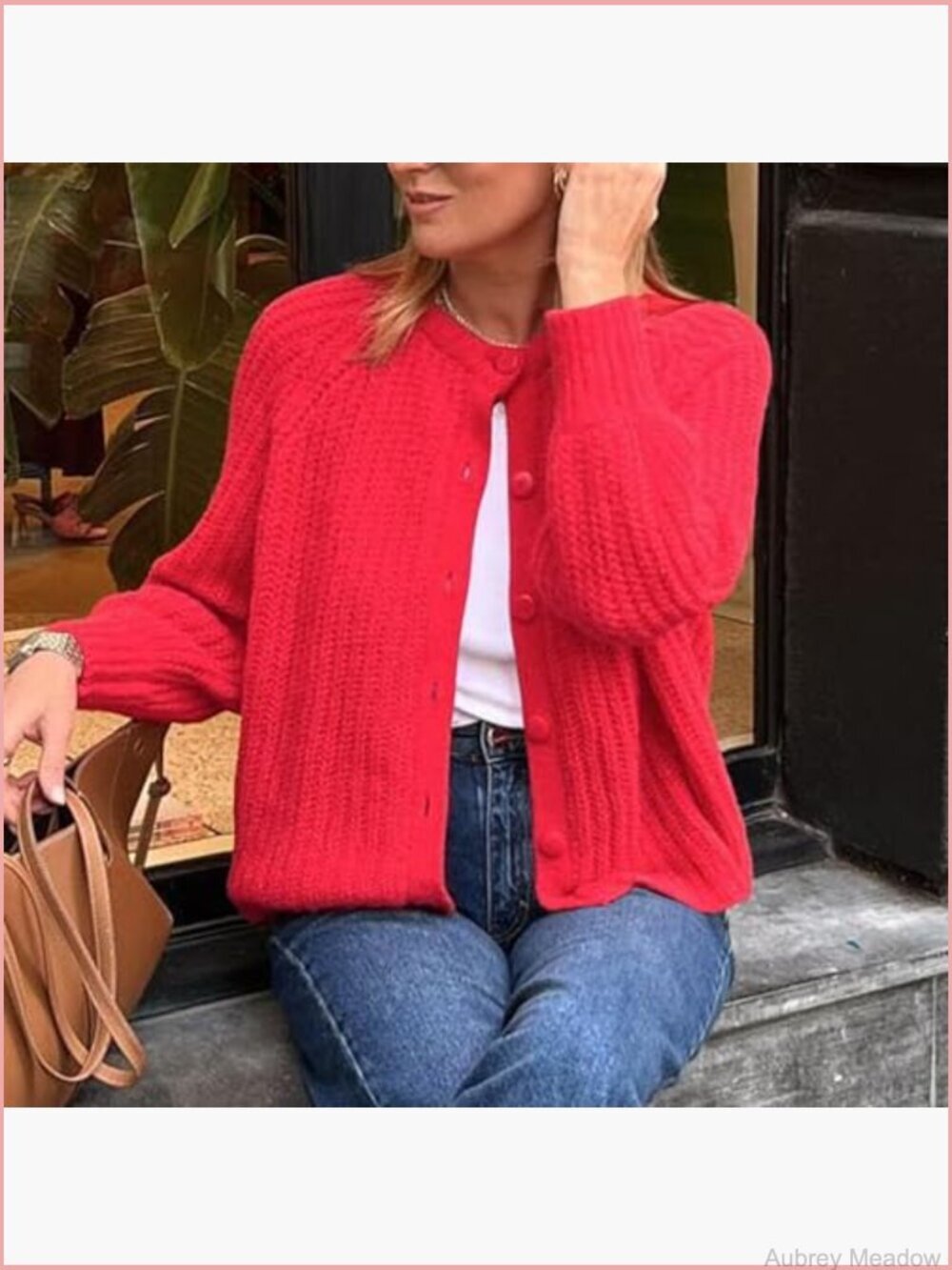 Chunky Knit Cardigan Long Sleeve Crew Neck Button Down Open Front Sweater Jacket - Picture 5 of 7